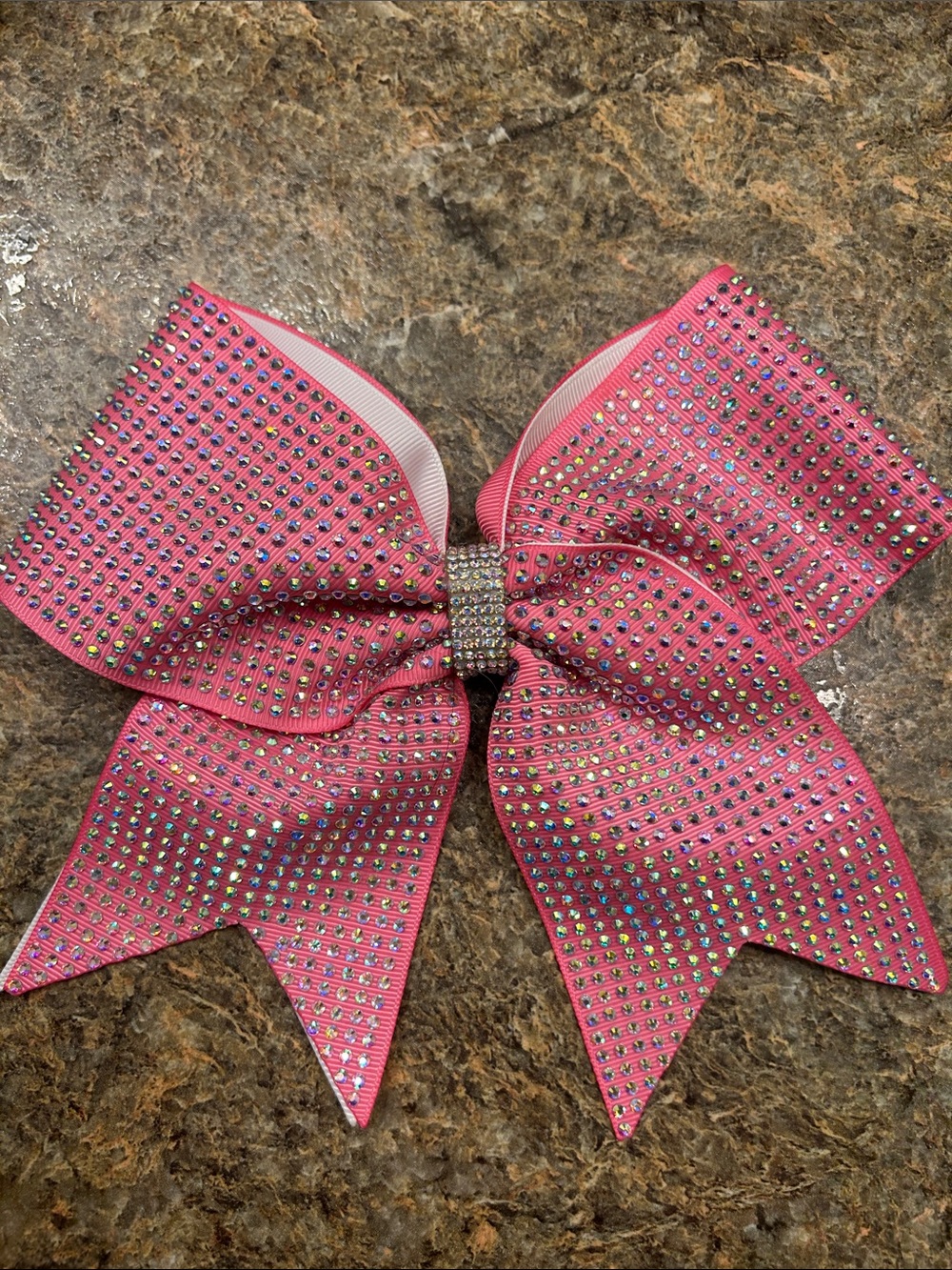 Hot Pink Rhinestone Cheer Bow